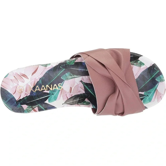 KAANAS Women's Galera Printed Pool Slide with Bow Fashion Sandal 8 NWOT - Picture 1 of 9